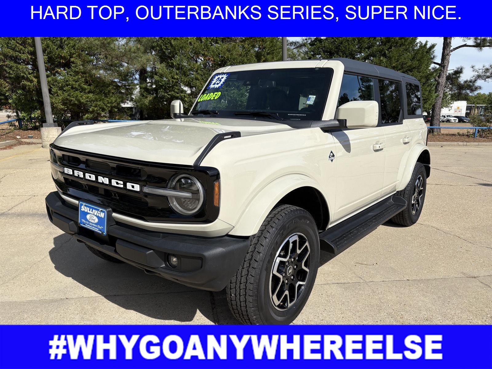 2025 Ford Bronco Outer Banks in Desert Sand — front three-quarter view