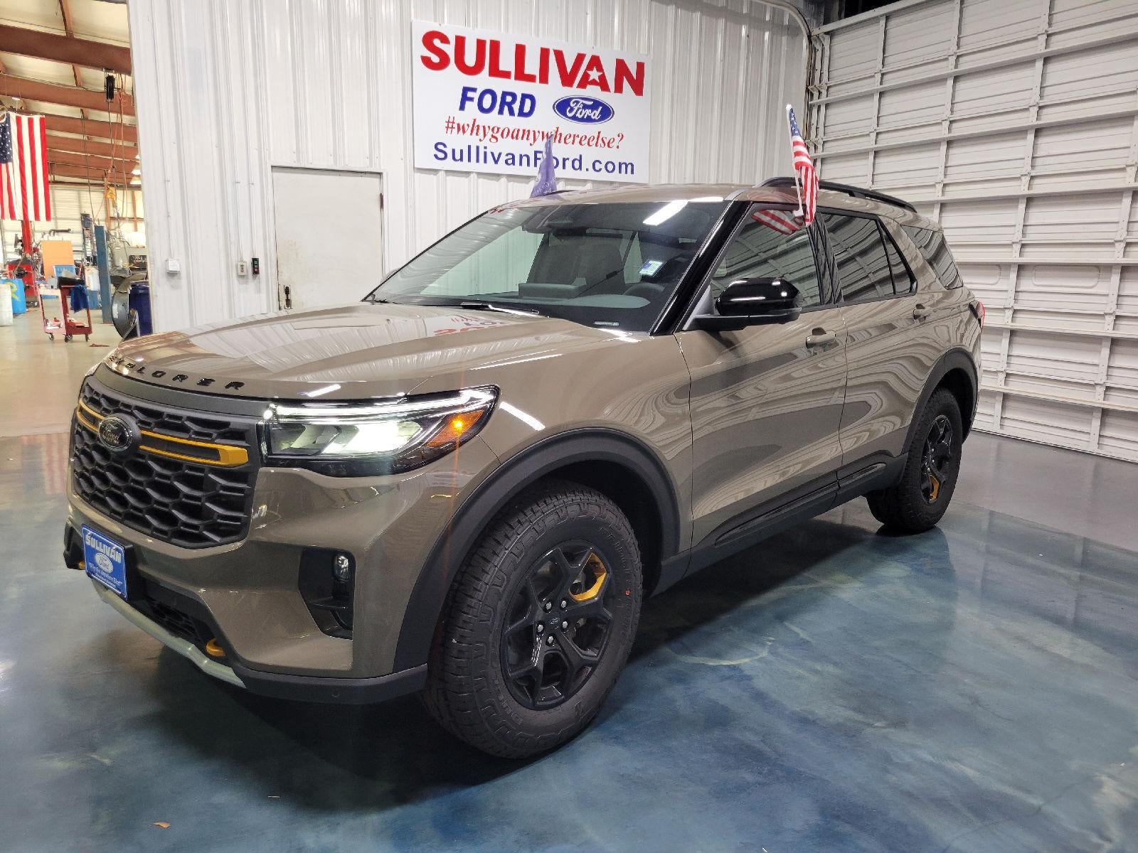 2026 Ford Explorer Tremor in Marsh Gray — front three-quarter view