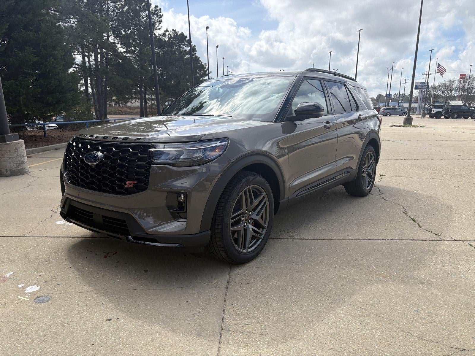 2026 Ford Explorer ST in Marsh Gray — front three-quarter view