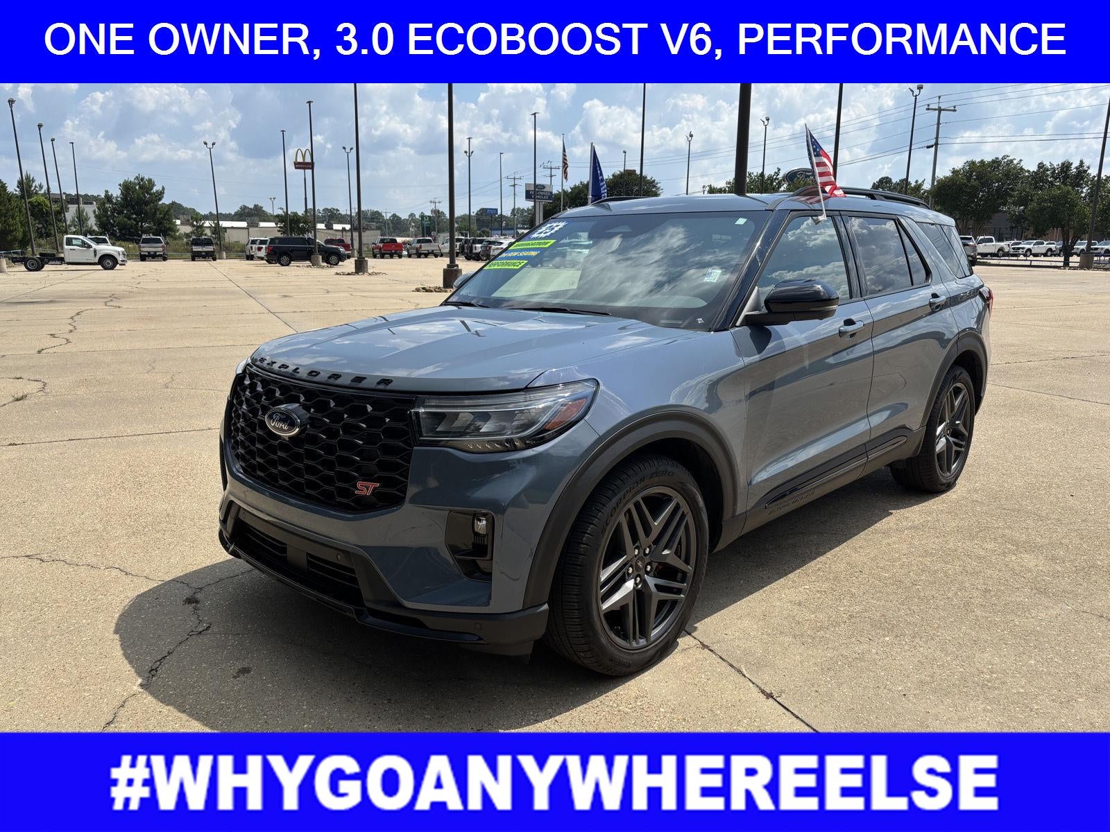 2025 Ford Explorer ST in Vapor Blue Metallic — front three-quarter view