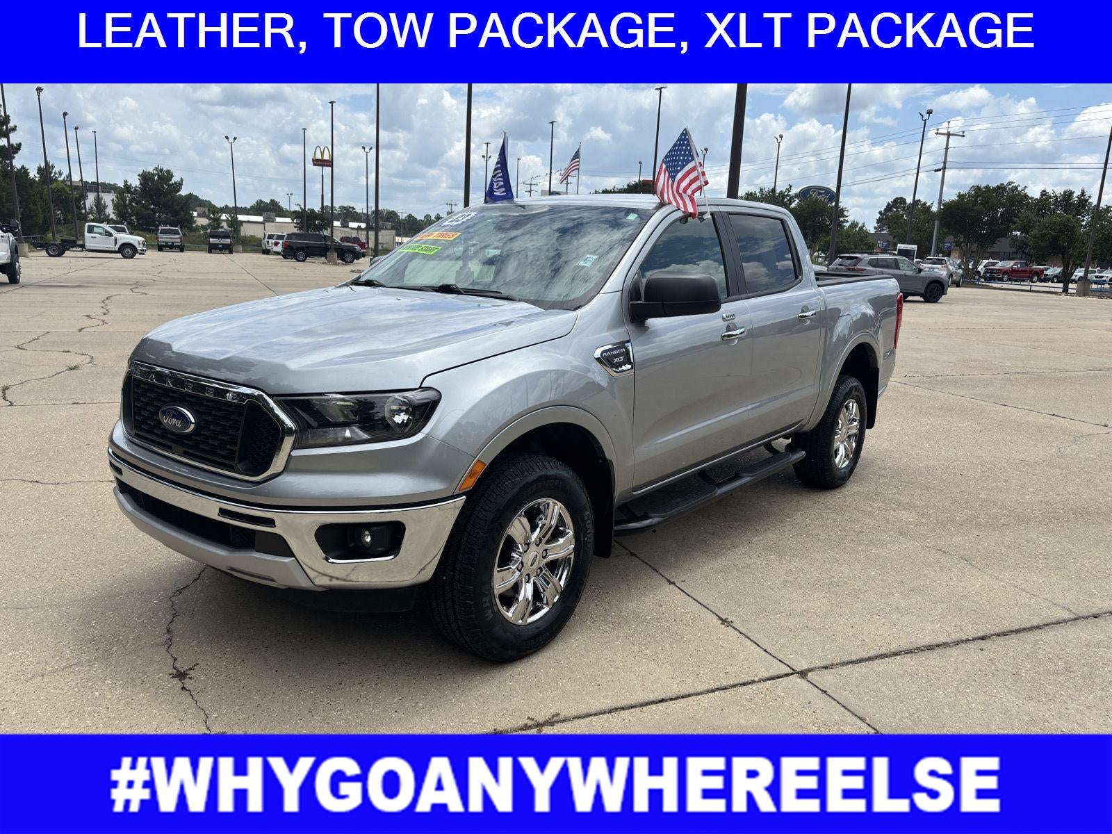 2023 Ford Ranger XLT in Iconic Silver Metallic — front three-quarter view