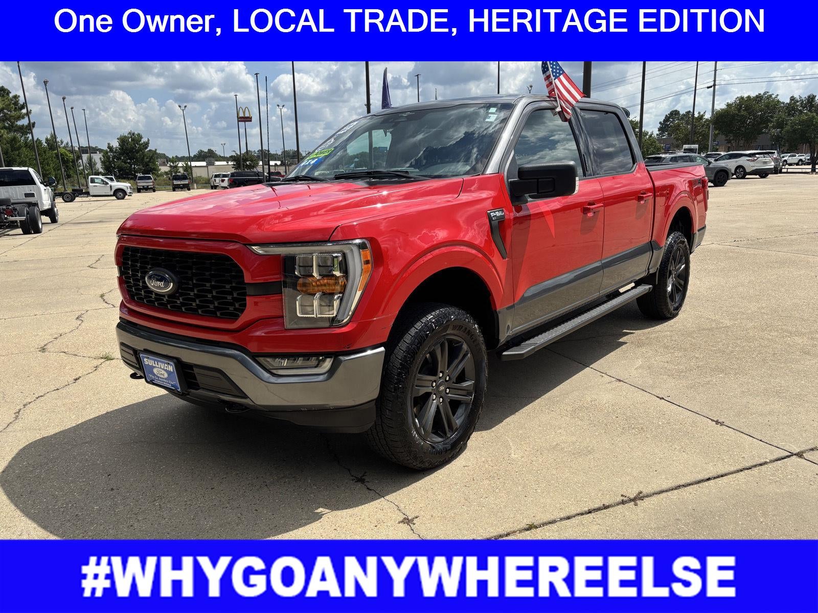 2023 Ford F-150 XLT in Race Red — front three-quarter view