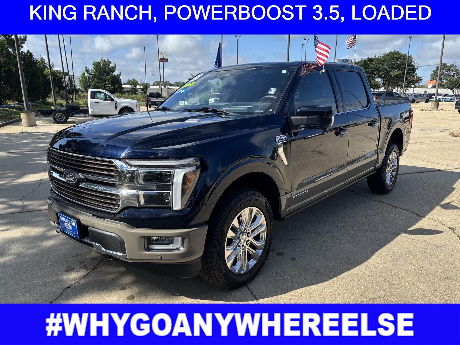 2025 Ford F-150 King Ranch in Antimatter Blue Metallic — front three-quarter view