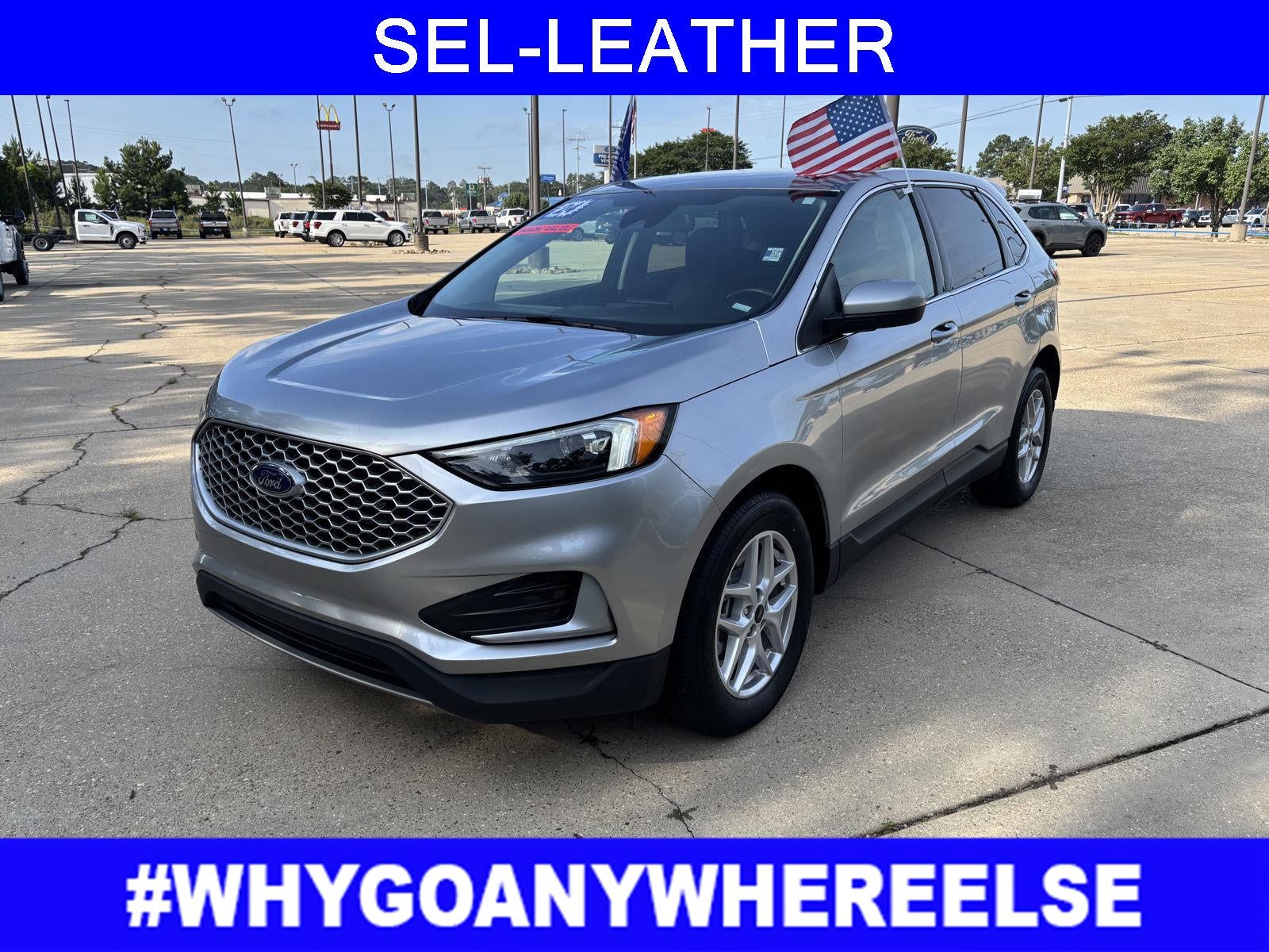 2024 Ford Edge SEL in Iconic Silver Metallic — front three-quarter view