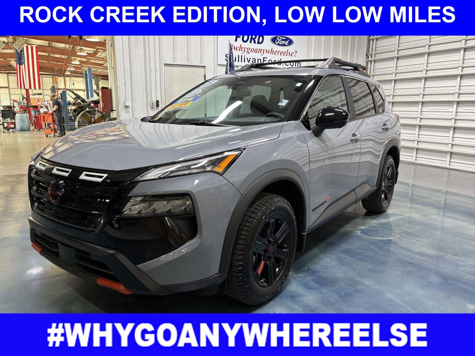 2025 Nissan Rogue Rock Creek in Boulder Gray Pearl — front three-quarter view